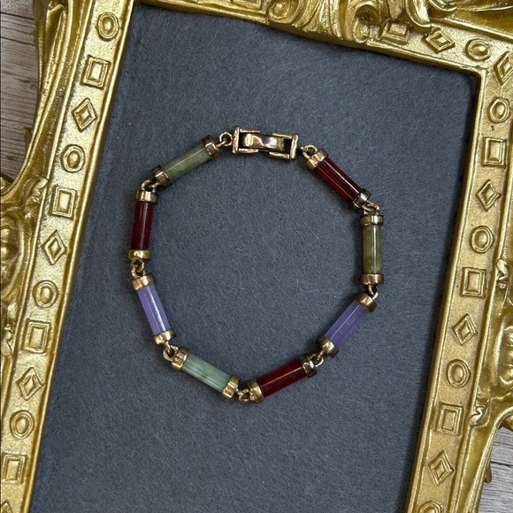 Multicolor Jade and 925 Bracelet - Picture 3 of 7